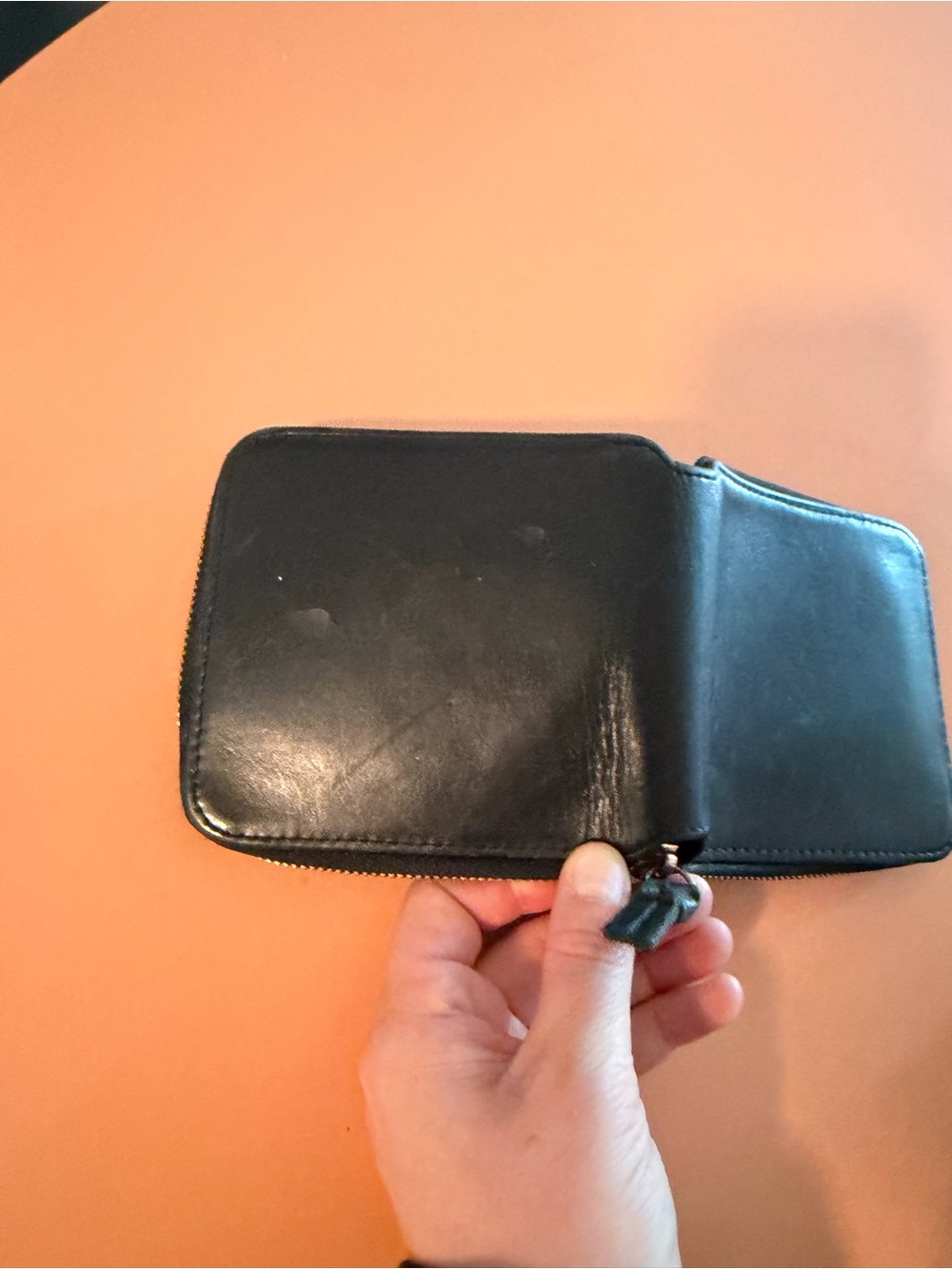 Clare V. Black Leather Square Zip Wallet